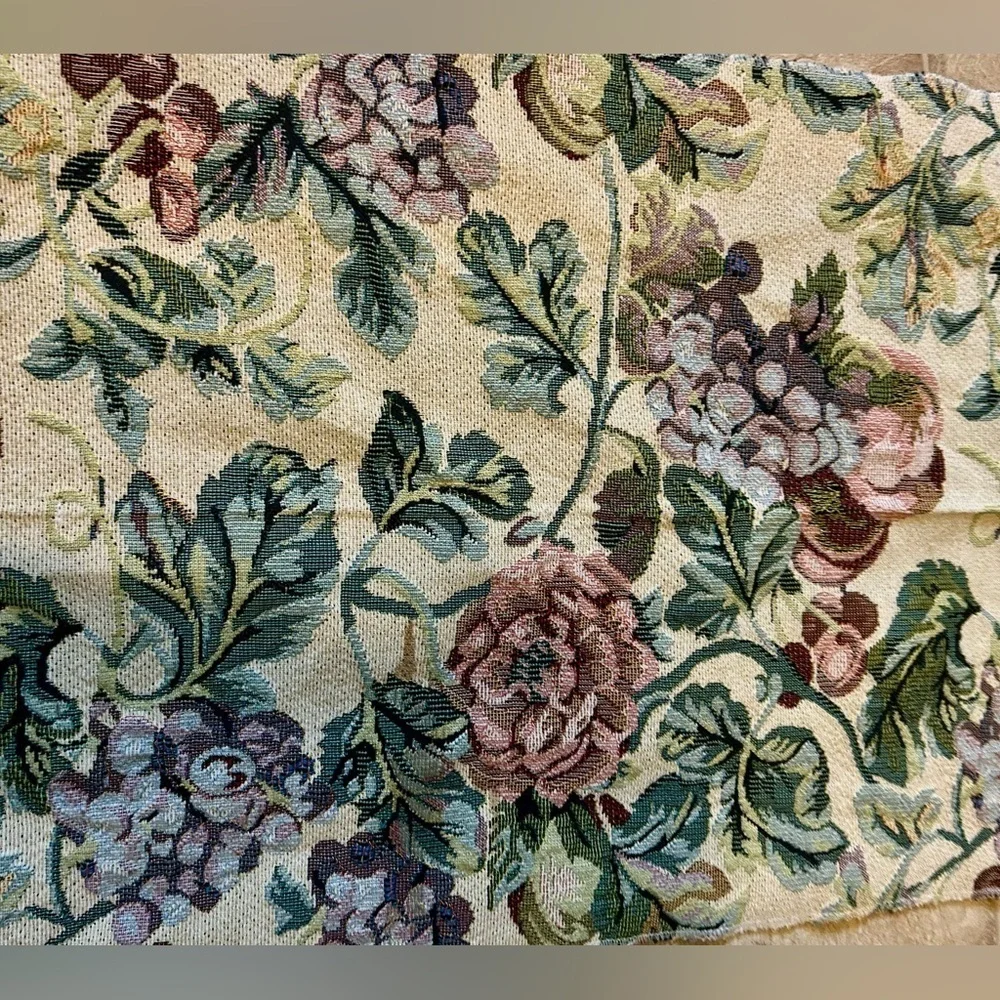 Vintage Floral Tapestry Panel Botanical Jacquard Wall Hanging Cottagecore Decor